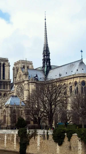 Notre Dame Cathedral Tall Spire Wallpaper