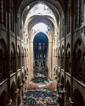 Notre Dame Wrecked Interior Wallpaper