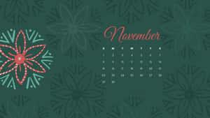 November Calendar Wallpaper With Red Flowers Wallpaper