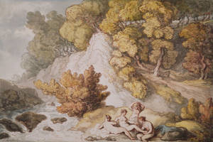 Nude Women Beside River Painting Wallpaper