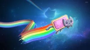 Nyan Cat Flying Zigzag Wallpaper