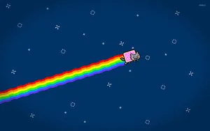 Nyan Cat Jetting Past Wallpaper