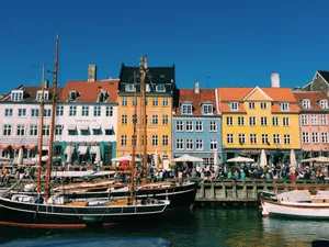 Nyhavn Port Sunny Waterfront Area Wallpaper