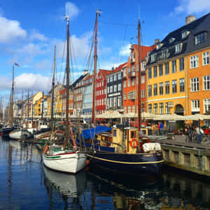 Nyhavn Quay Boats Houses Wallpaper