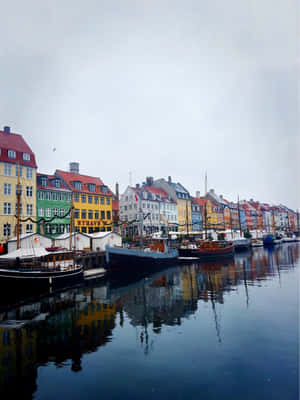 Nyhavn Typical Architecture And Boats Wallpaper