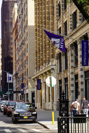 Nyu Banners Along The Street Wallpaper