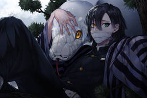 Obanai Iguro With Big Kaburamaru Wallpaper