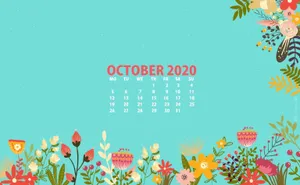 October 2020 Calendar With Flowers And Flowers Wallpaper