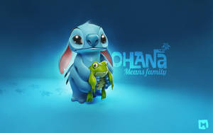 Ohana And Stitch 3d Style Drawing Wallpaper