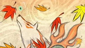Okami Autumn Falling Leaves Wallpaper