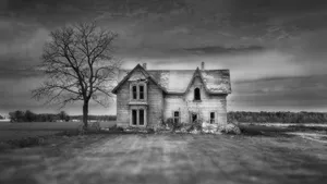Old Haunted House With Empty Tree Wallpaper