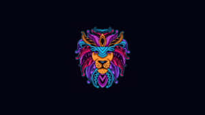 Oled Monitor Lion Head With Tribal Designs Wallpaper