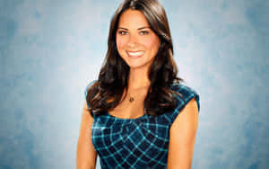 Olivia Munn Blue Plaid Dress Portrait Wallpaper