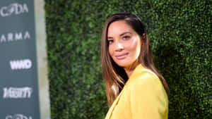 Olivia Munn Yellow Blazer Event Wallpaper