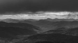 Ominous Black-and-white Mountain Range Wallpaper