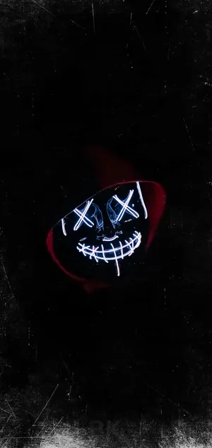 Ominous Purge Mask In Red Hood - Fear And Excitement Intertwined Wallpaper