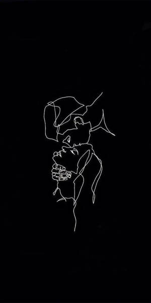 One Line Drawing Forehead Kiss Wallpaper