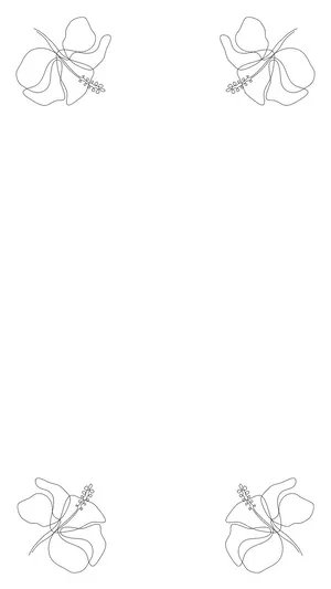 One Line Drawing Four Flowers Wallpaper