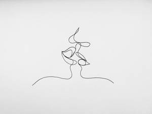 One Line Drawing Lips Almost Kissing Wallpaper