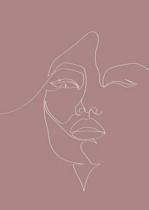 One Line Drawing Winking Woman Wallpaper