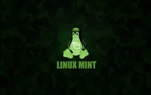 Operating System Linux Mint Logo With Penguin Tux Wallpaper