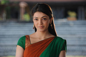 Orange And Green Kajal Agarwal Hd Wallpaper