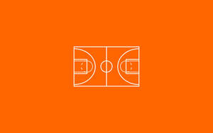 Orange Basketball Court Top View Art Wallpaper