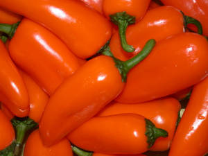 Orange Chili Pepper Fruits Pile Wallpaper