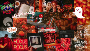 Orange Collage Spooky Aesthetic For Computer Wallpaper