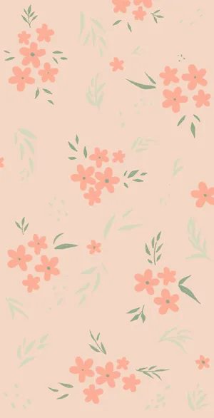Orange Floral On Beige Background Wallpaper
