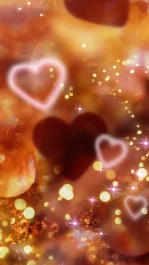 Orange Glitter Heart Wallpaper