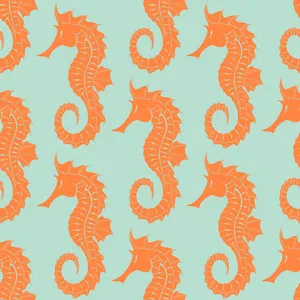 Orange Illustrated Seahorse Wallpaper