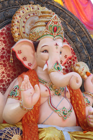 Orange Robes Ganesh Mobile Wallpaper