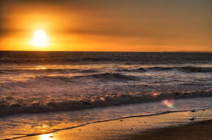 Orange Sunset On Malibu Beach Wallpaper