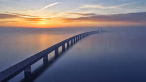 Oresund Bridge Scenic Sunset View Wallpaper