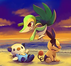 Oshawott On The Seashore Wallpaper