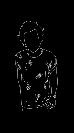 Outline Drawing Of Harry Styles Black And White Wallpaper