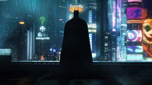Overlooking The Dark City That Is Batman City Wallpaper