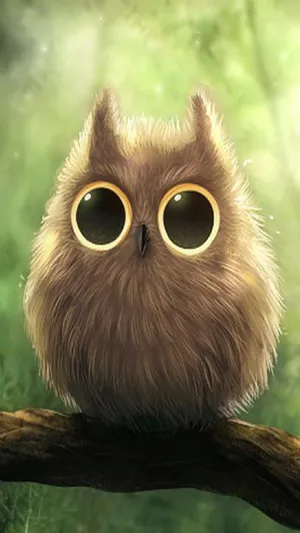 Owl Phone With Big Eyes Digital Painting Wallpaper