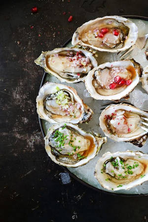 Oyster Dish With Garnish Wallpaper