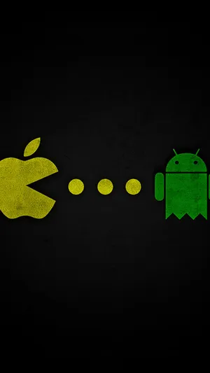 Pac Man Apple Logo Eating Android Logo Wallpaper