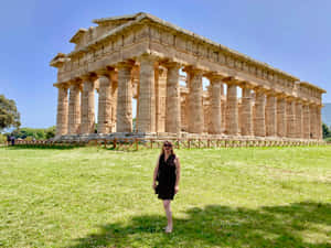 Paestum And Woman Wallpaper