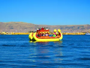 Painted Reed Boat Tour On Lake Titicaca Wallpaper