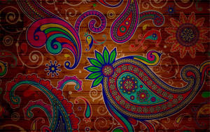 Paisley Print On Wood Wallpaper