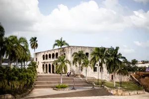 Palm Trees Outside The Alcazar De Colon Desktop Wallpaper