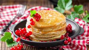 Pancakes On Tablecloth Wallpaper