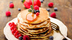 Pancakes With Blue And Red Berries Wallpaper