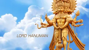 Panchmukhi Hanuman Gold Statue With Clouds Wallpaper