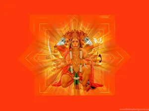 Panchmukhi Hanuman With Eight Sided Star Wallpaper