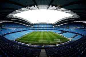 Panoramic View Of A Soccer Stadium Wallpaper